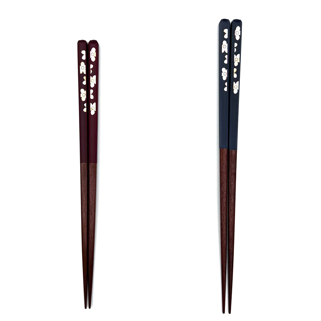 Wakasa-Nuri Square Platinum Cherry Blossom Chopsticks (Engravable)