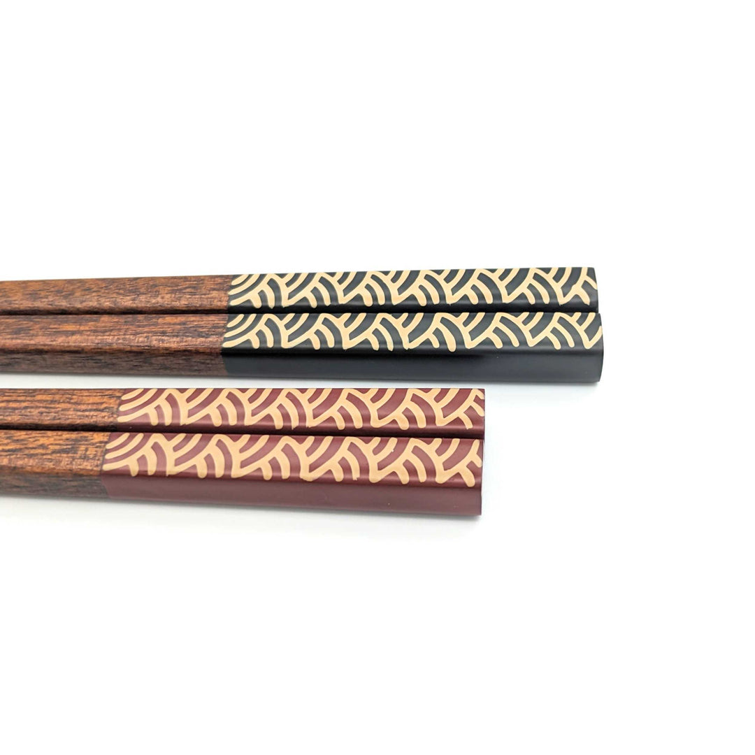 Aizu Lacquerware Chopsticks - Ocean Waves Design (Engravable)
