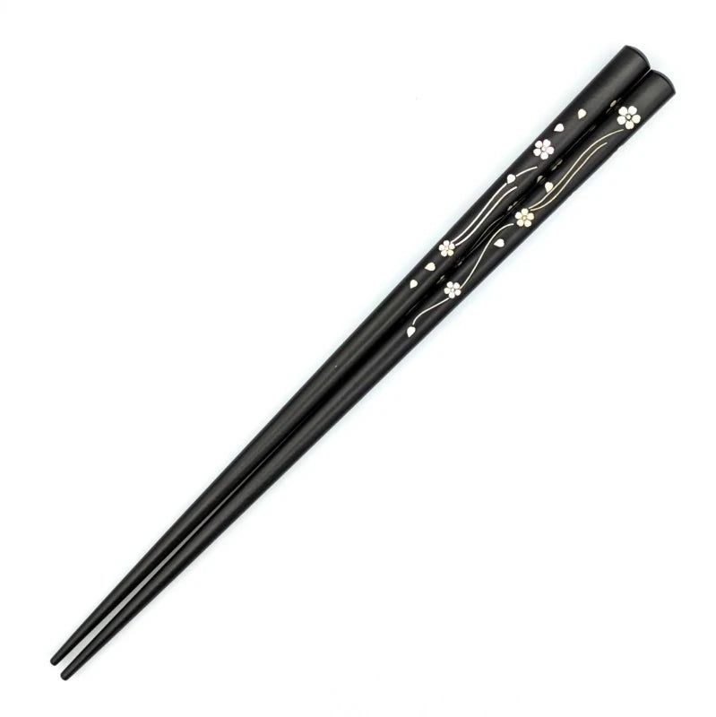 Durable and Elegant Ebony Chopsticks with Shell Inlay
