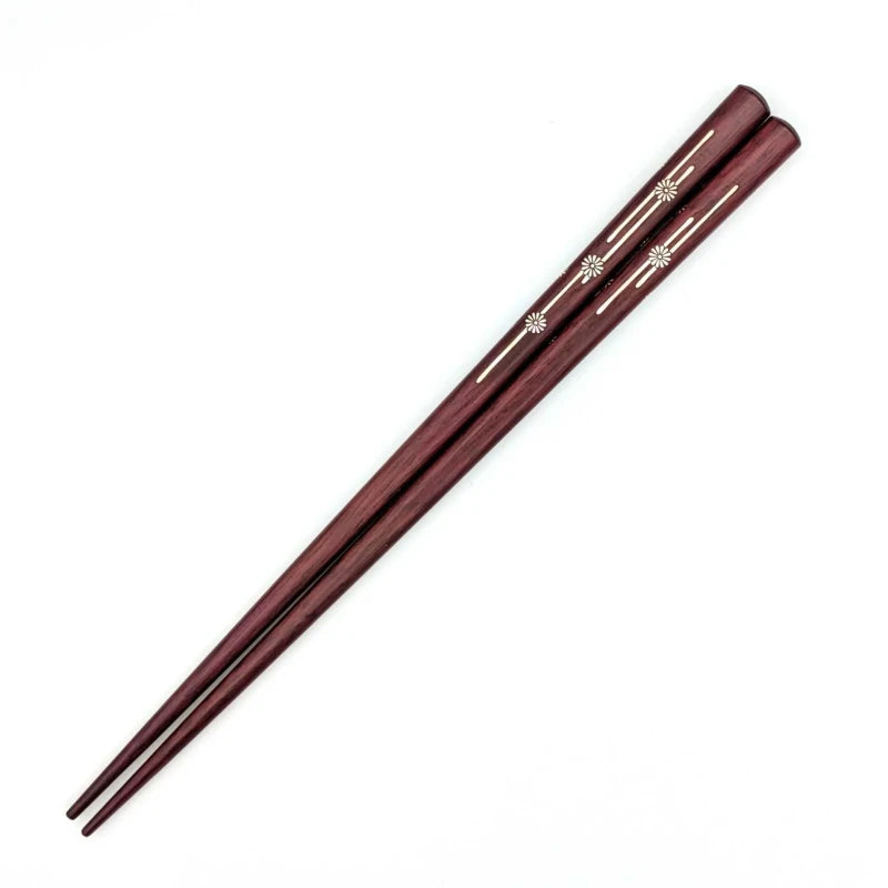 Durable and Elegant Purpleheart Chopsticks with Shell Inlay