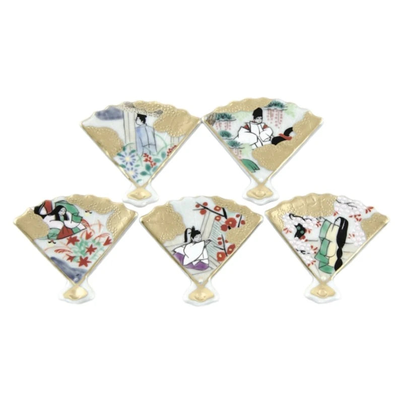 Kyo-Yaki Tale of Genji Chopstick Rests - 5-Piece Set