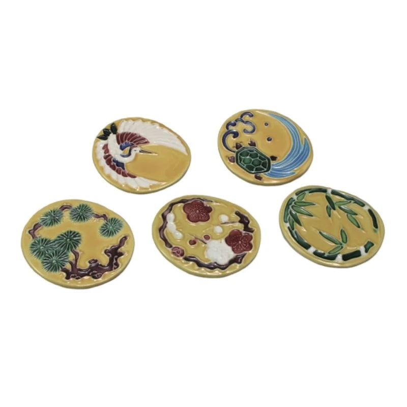 Yellow Kōchi Ware Chopstick Rest – 5-Piece Set