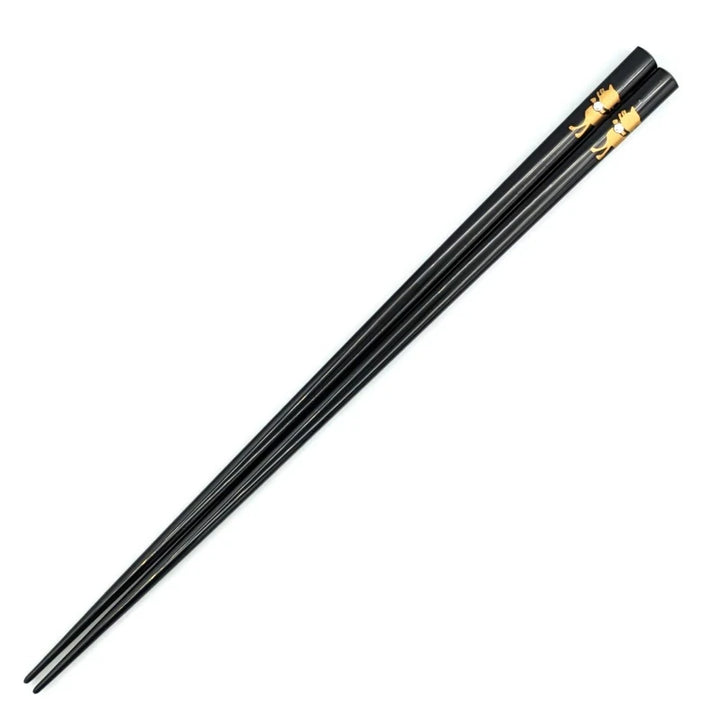 Echizen Lacquerware Round Cat Chopsticks with Swarovski Crystal (Engravable)