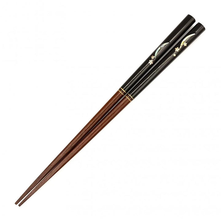 Wakasa Lacquerware Chopsticks - Crescent Moon Sakura Design (Engravable)