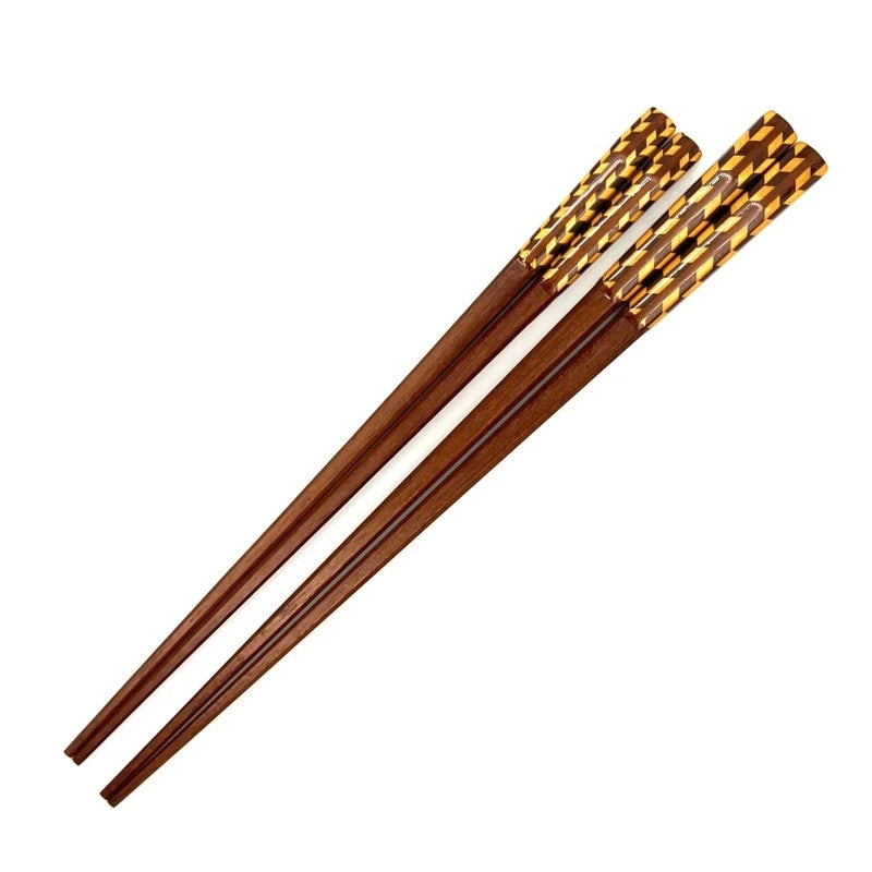 Wakasa-Nuri Square Parquetry Linked Kite Pair Chopsticks