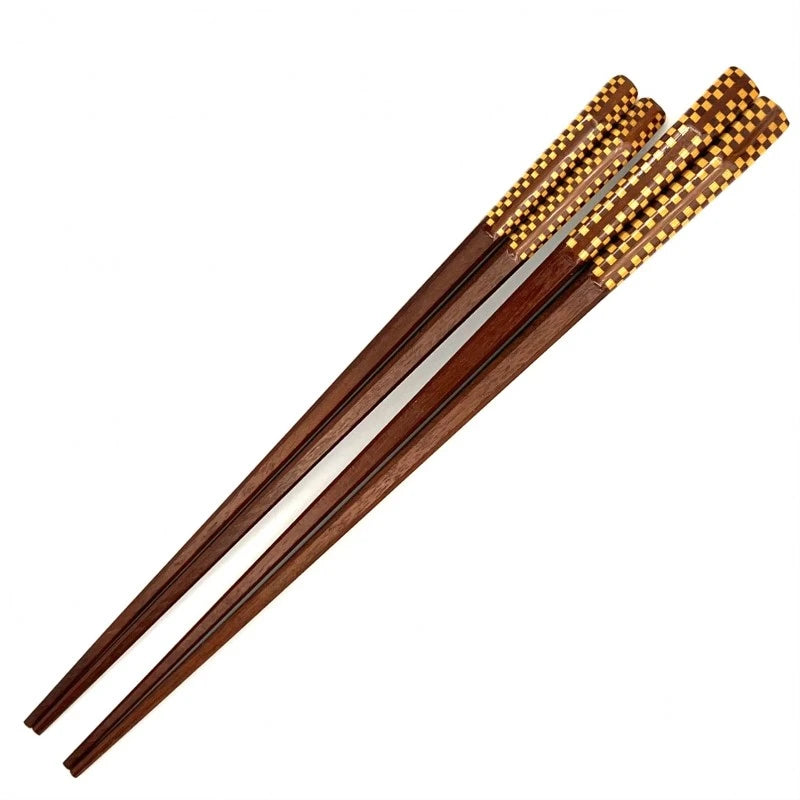 Wakasa-Nuri Square Parquetry Checkered Stripe Pair Chopsticks