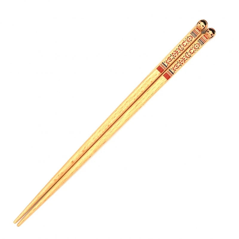 Wakasa Laquerware Chopsticks - Kokeshi Doll Design (Engravable)