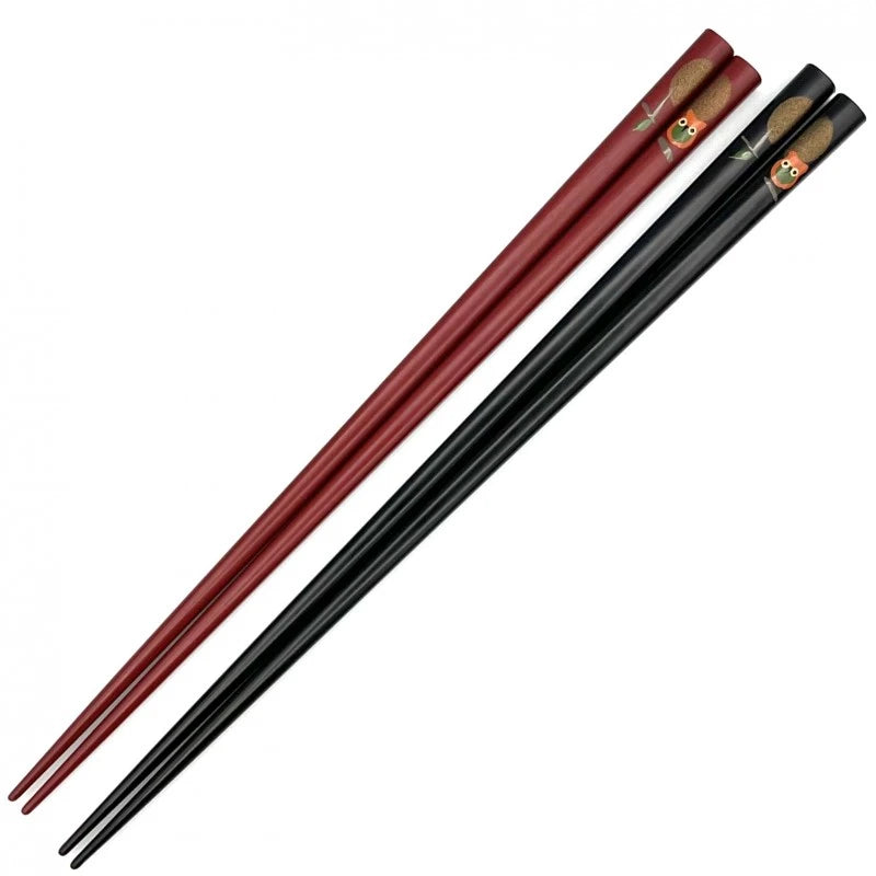 Kawatsura-Nuri Square Owl Pair Chopsticks