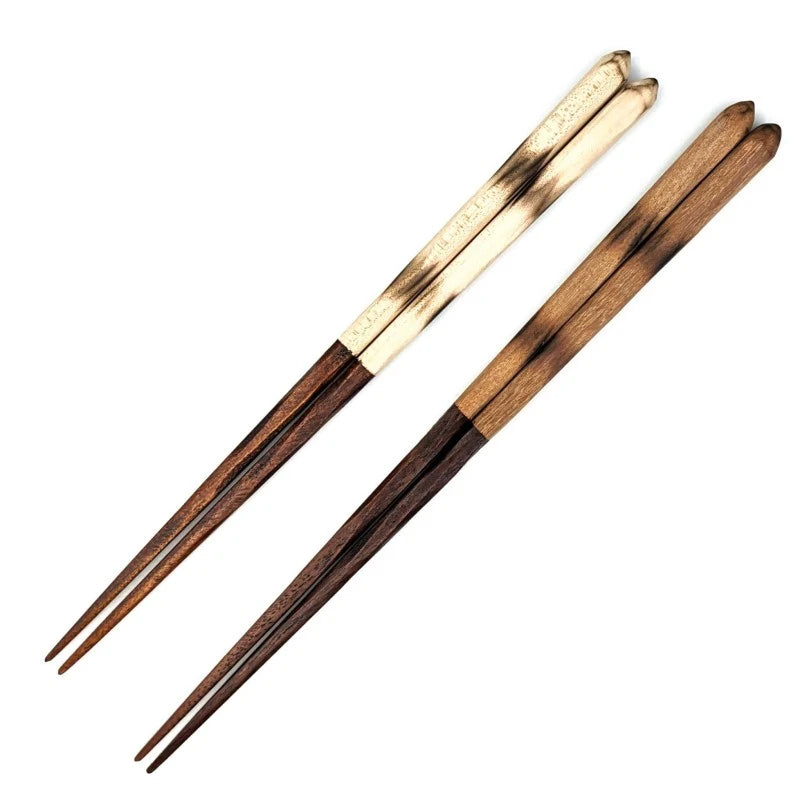 Edo Karaki Comfortable Pair Chopsticks Burnt Handle Design