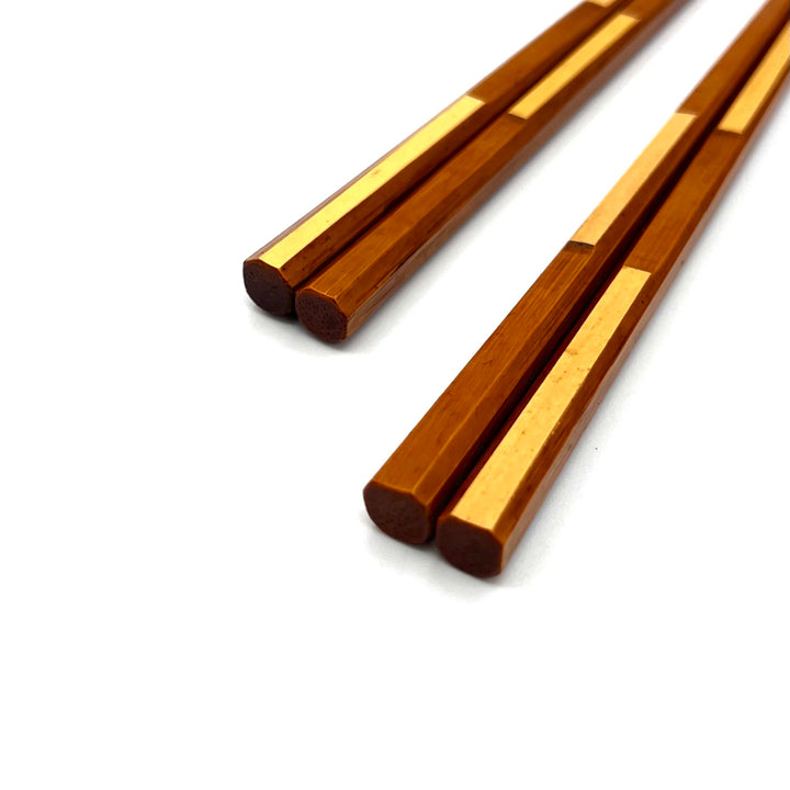 Hyakusho Square Bamboo Chopsticks with Natural Bamboo Skin - Easy-Grip Design