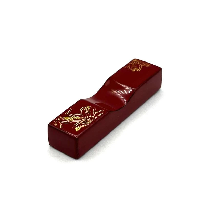 Kawatsura-Nuri Rectangular Lacquered Chopstick Rest with Chinkin Sakura Motif