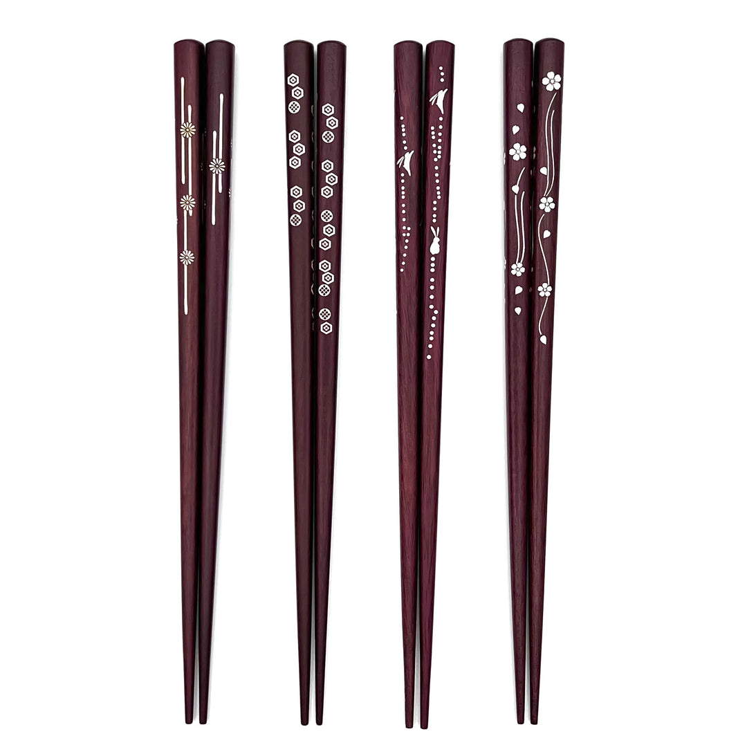 Durable and Elegant Purpleheart Chopsticks with Shell Inlay