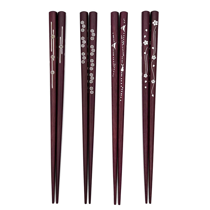 Durable and Elegant Purpleheart Chopsticks with Shell Inlay