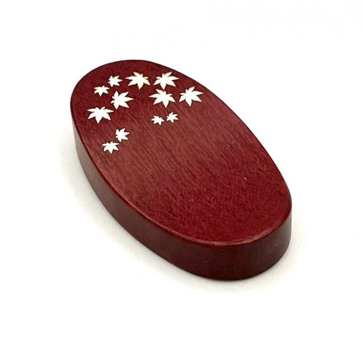 Purpleheart Wood Chopstick Rest with Mother-of-Pearl Seasonal and Auspicious Motifs
