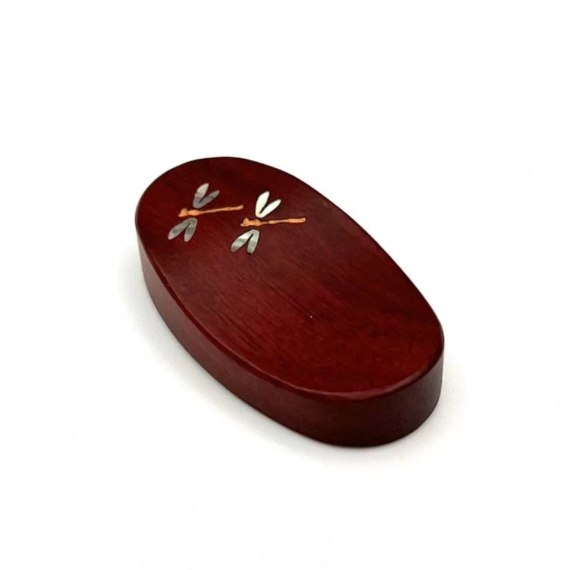Purpleheart Wood Chopstick Rest with Mother-of-Pearl Seasonal and Auspicious Motifs