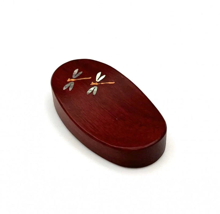 Purpleheart Wood Chopstick Rest with Mother-of-Pearl Seasonal and Auspicious Motifs