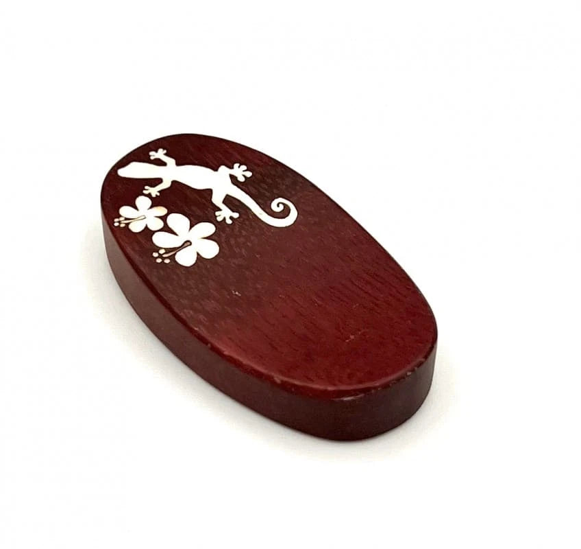 Purpleheart Wood Chopstick Rest with Mother-of-Pearl Seasonal and Auspicious Motifs