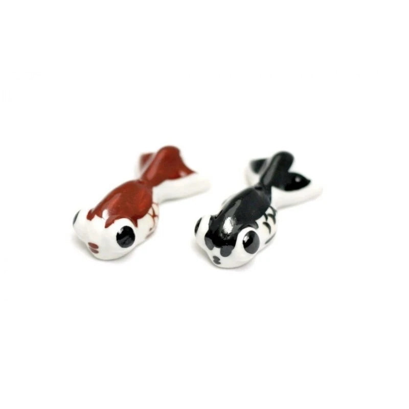 Kyo-Yaki Red and Black Goldfish Pair Chopstick Rests