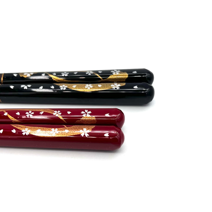 Wakasa Lacquerware One-Stroke Cherry Blossom Chopsticks - Dishwasher-Safe