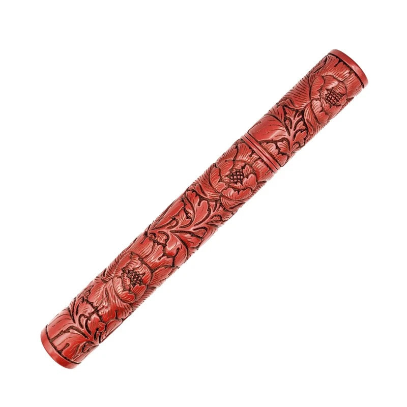 Murakami Wood-Carved Lacquerware Chopstick Case - Camellia Motifs