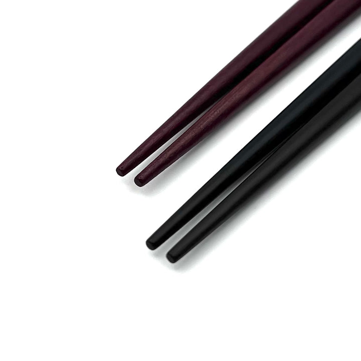 Durable and Elegant Ebony and Purpleheart Chopsticks Set with Dancing Sakura Shell Inlay
