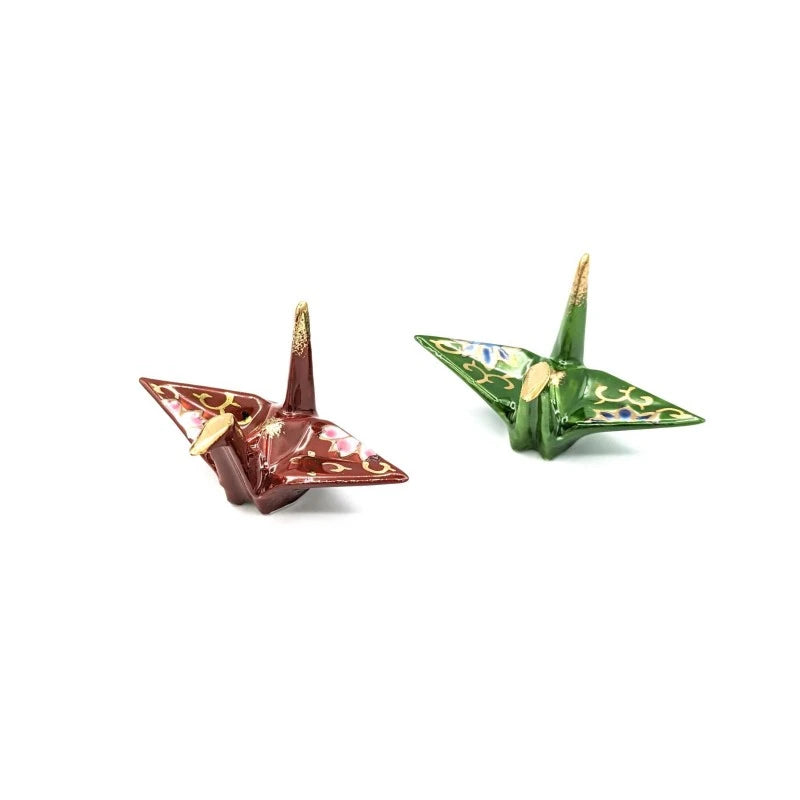 Kyo-Yaki Origami Crane Pair Chopstick Rests