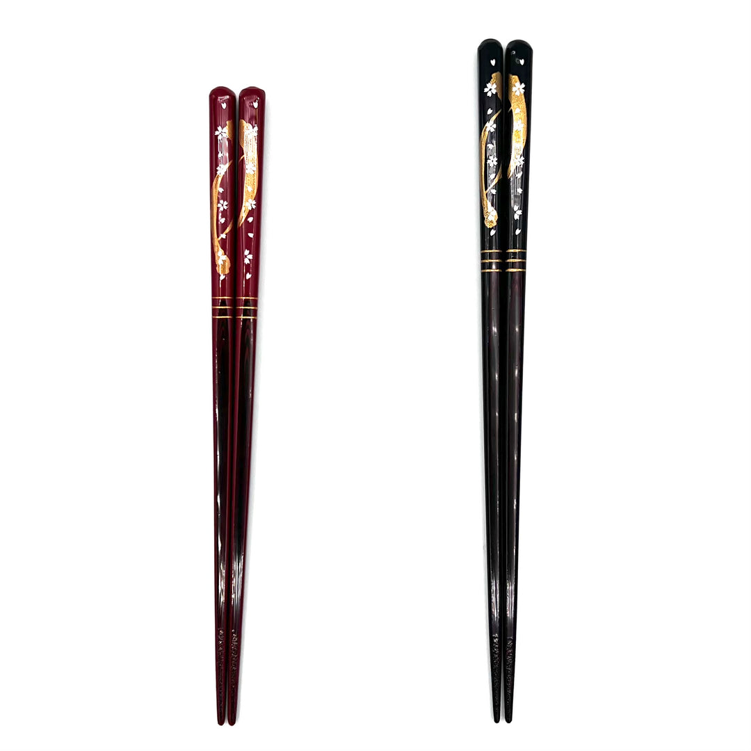 Wakasa Lacquerware One-Stroke Cherry Blossom Chopsticks - Dishwasher-Safe