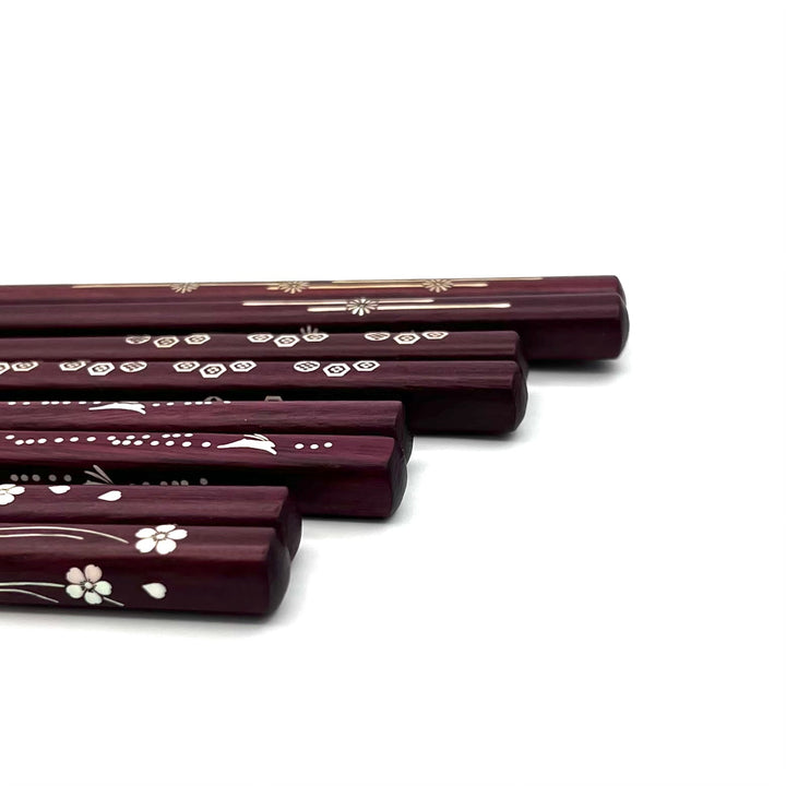Durable and Elegant Purpleheart Chopsticks with Shell Inlay