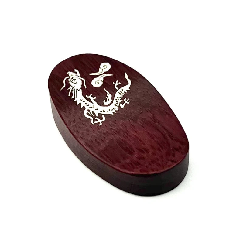 Purpleheart Wood Chopstick Rest with Mother-of-Pearl Seasonal and Auspicious Motifs