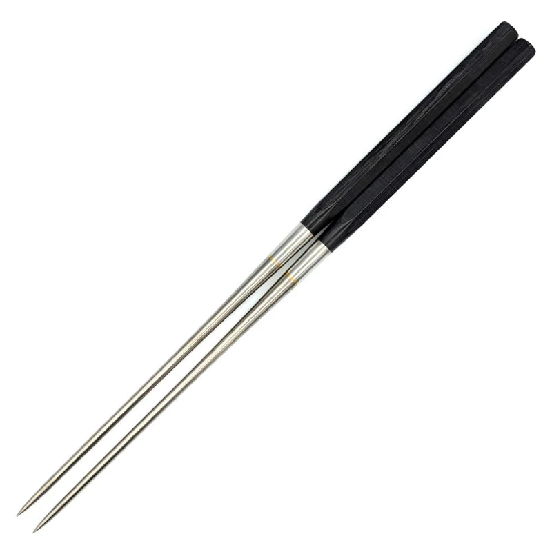 Lightweight Titanium Serving Chopsticks with Hexagonal Handle