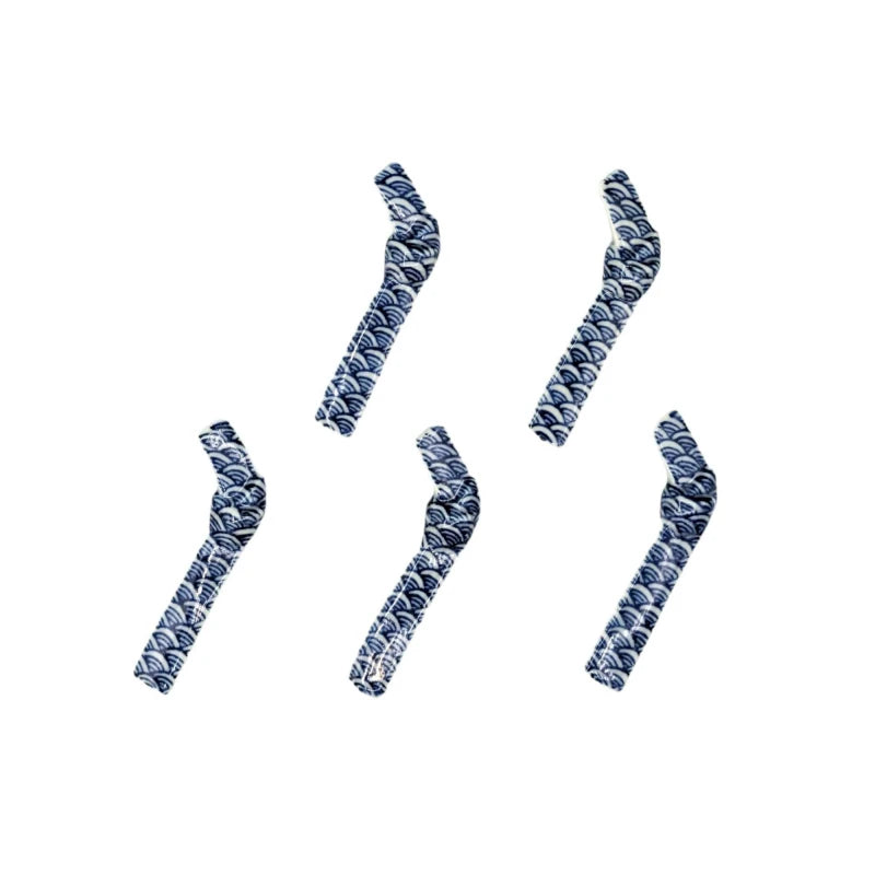 Set of 5 Indigo Seigaiha Knot Chopstick Rests