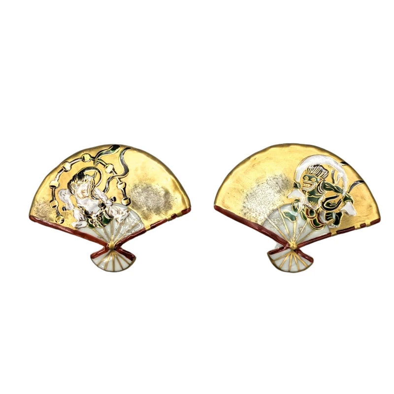 Kyo-Yaki Fujin and Raijin Pair Chopstick Rests