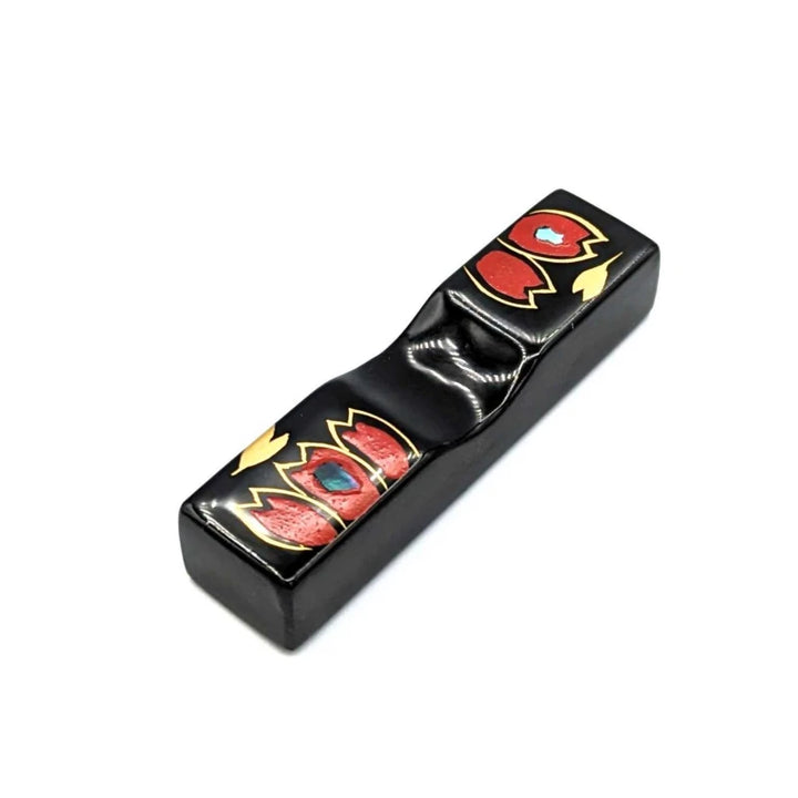 Kawatsura-Nuri Rectangular Lacquered Chopstick Rest with Sakura and Mother-of-Pearl Inlay