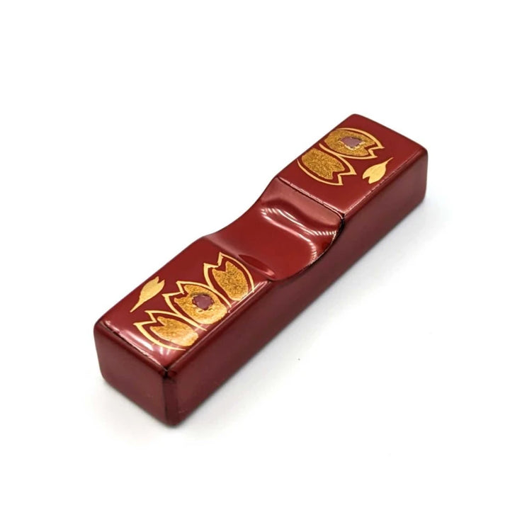 Kawatsura-Nuri Rectangular Lacquered Chopstick Rest with Sakura and Mother-of-Pearl Inlay