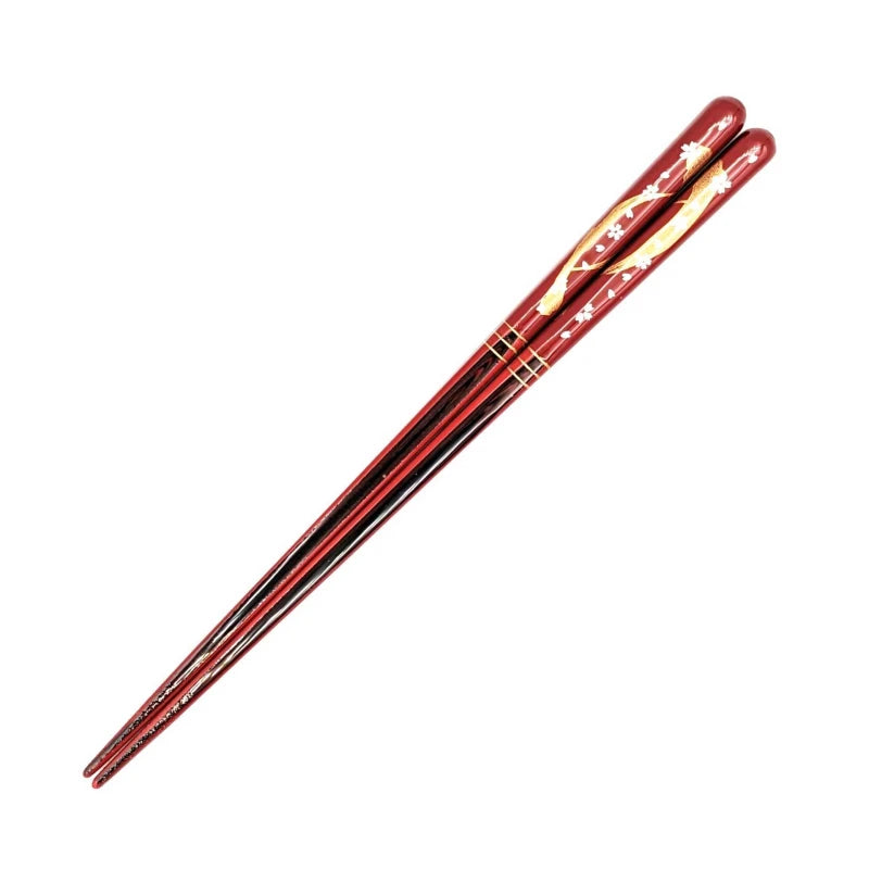 Wakasa Lacquerware One-Stroke Cherry Blossom Chopsticks - Dishwasher-Safe