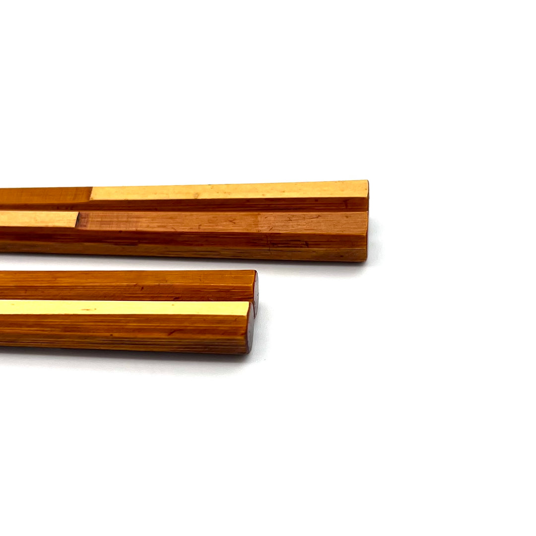 Hyakusho Square Bamboo Chopsticks with Natural Bamboo Skin - Easy-Grip Design