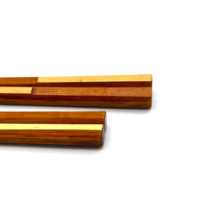 Hyakusho Square Bamboo Chopsticks with Natural Bamboo Skin - Easy-Grip Design