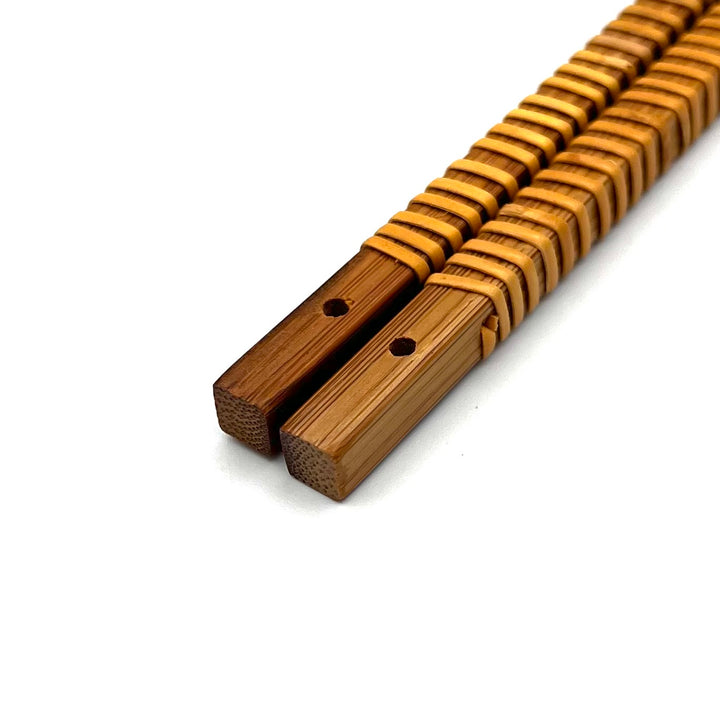 Satsuma Bamboo – Smoked Bamboo Chopsticks with Woven Rattan Grip