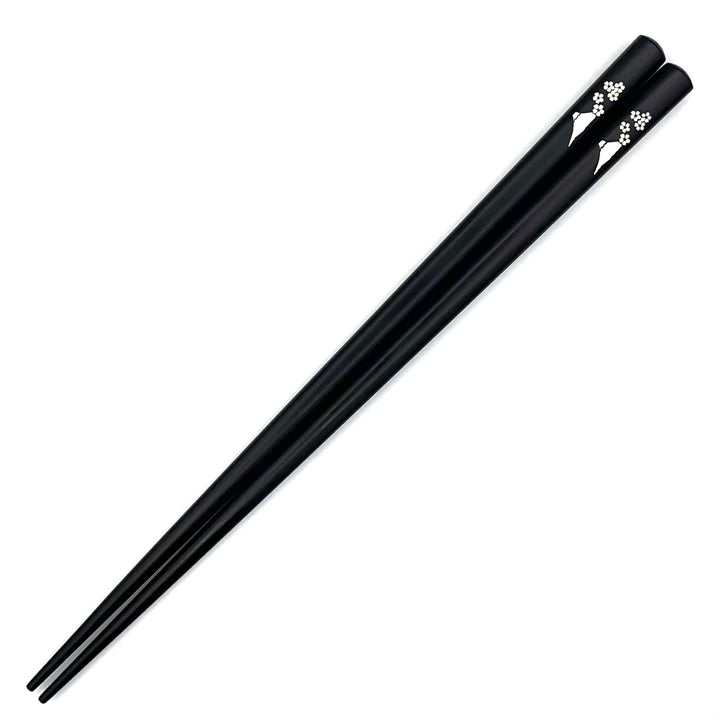 Shell Inlay Chopsticks – Mt.Fuji Sakura Motif on Ebony & Purpleheart (Engravable)