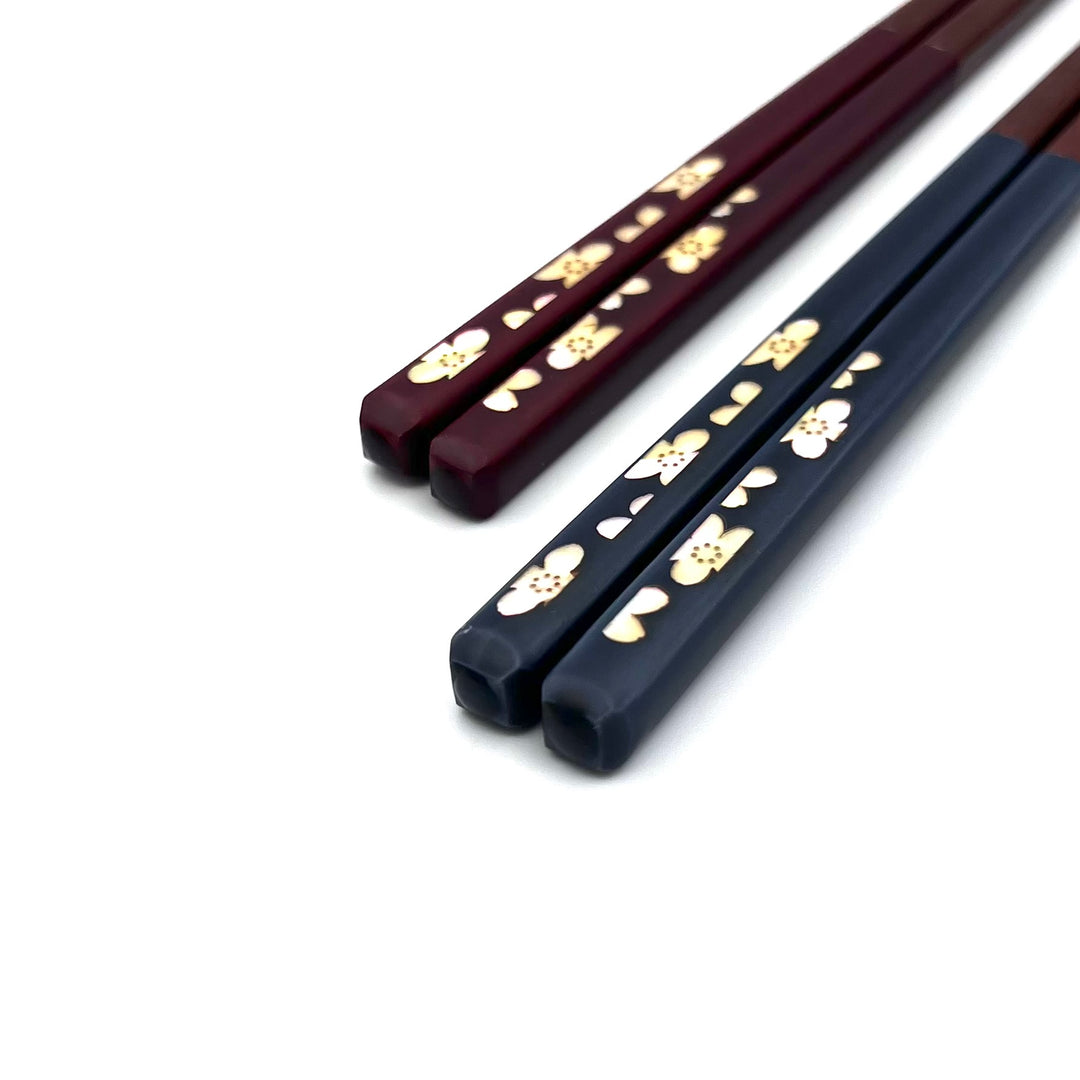 Wakasa-Nuri Square Platinum Cherry Blossom Chopsticks (Engravable)