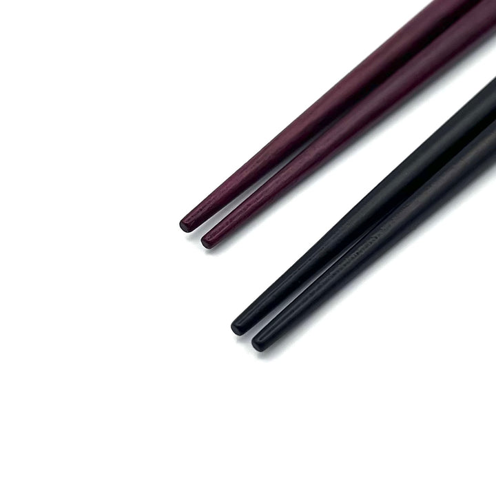 Shell Inlay Chopsticks – Mt.Fuji Sakura Motif on Ebony & Purpleheart (Engravable)