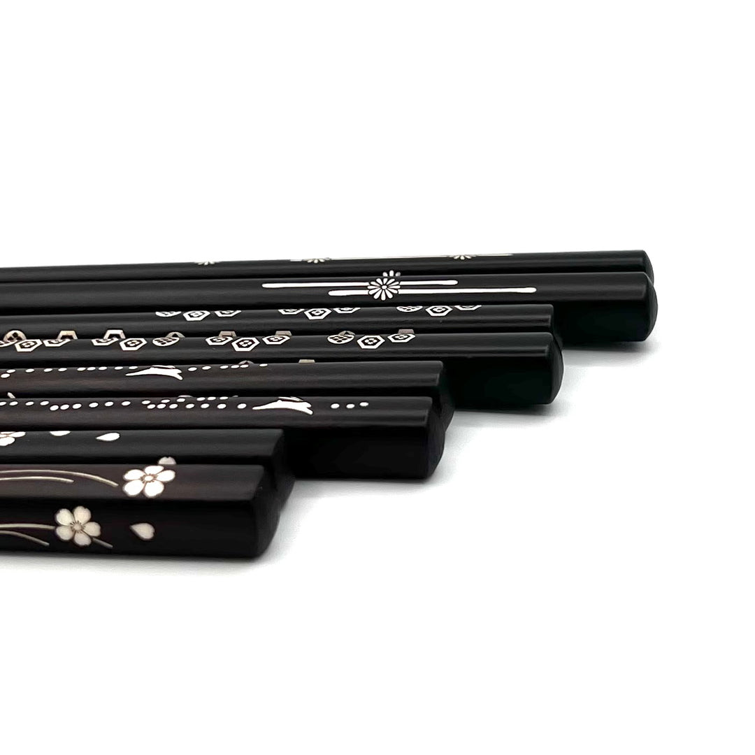 Durable and Elegant Ebony Chopsticks with Shell Inlay