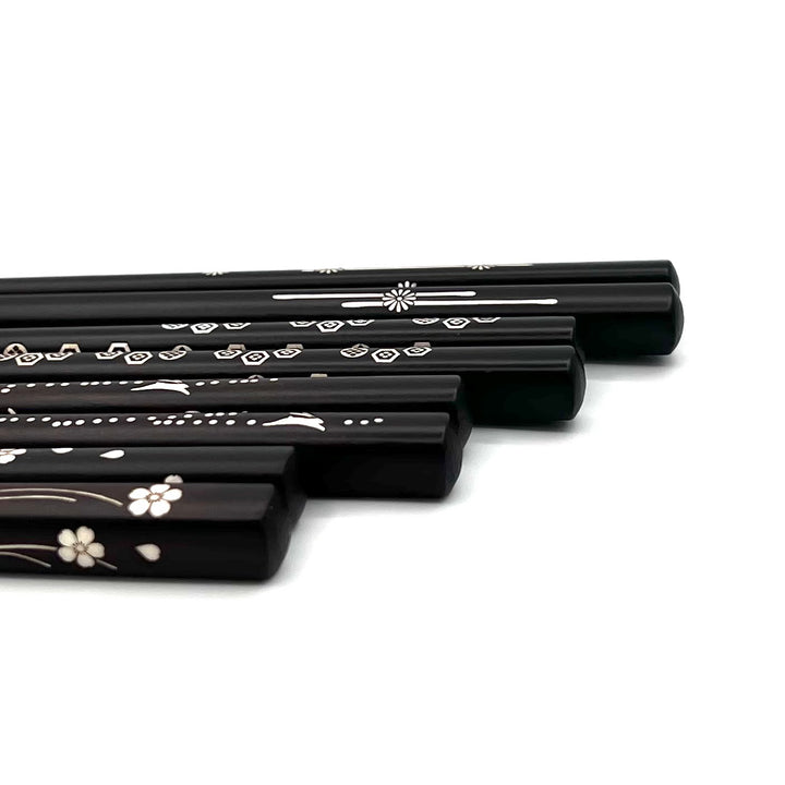 Durable and Elegant Ebony Chopsticks with Shell Inlay