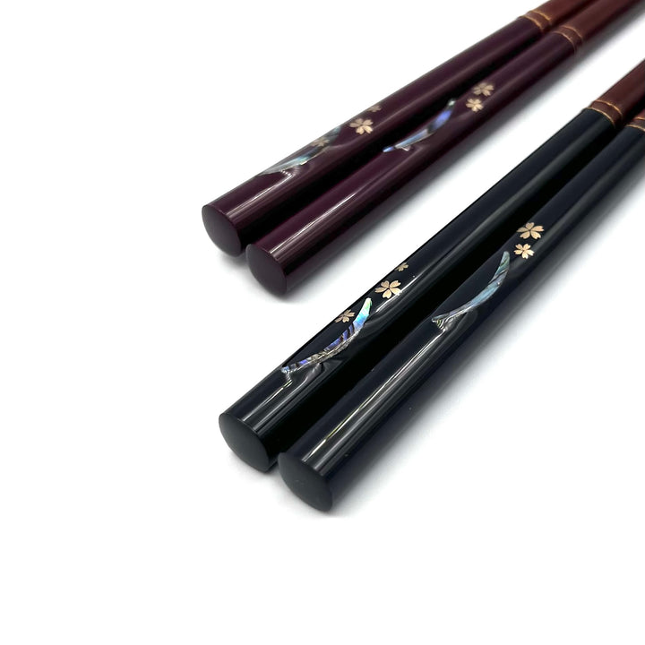 Wakasa Lacquerware Chopsticks - Crescent Moon Sakura Design (Engravable)