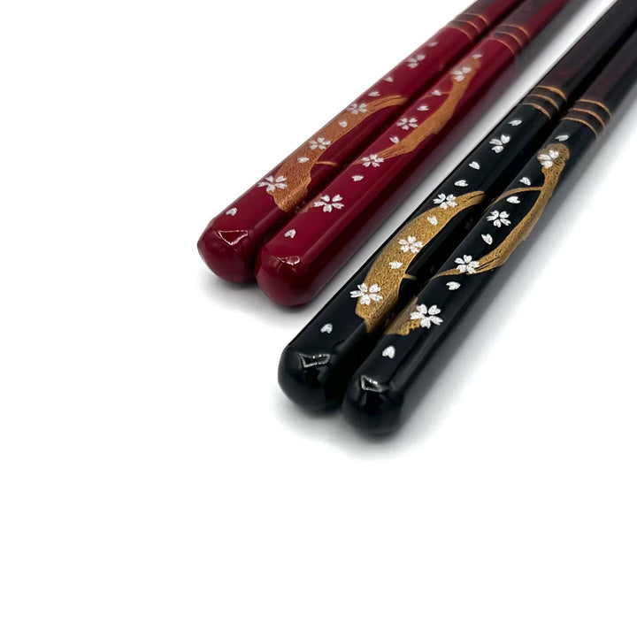 Wakasa Lacquerware One-Stroke Cherry Blossom Chopsticks - Dishwasher-Safe