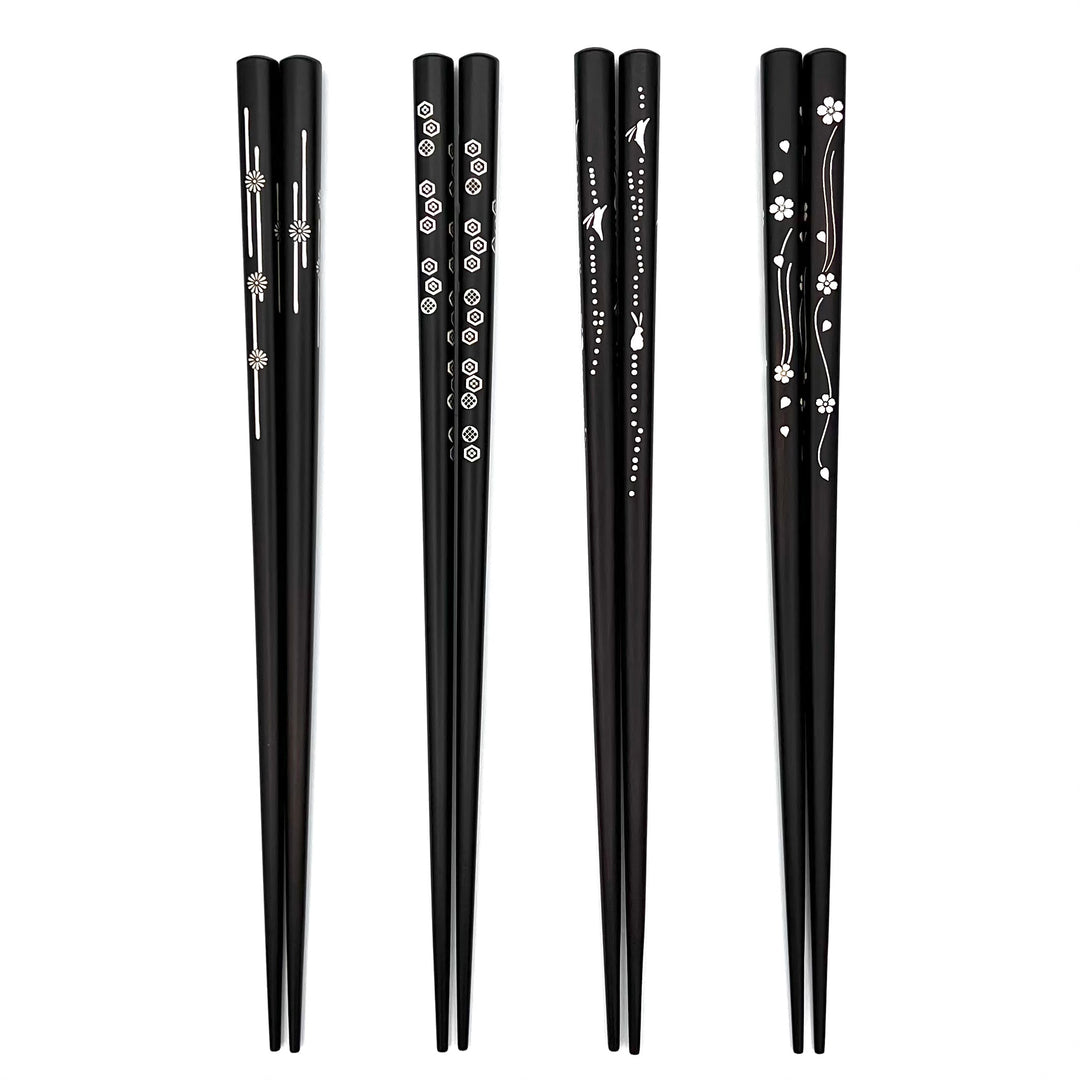Durable and Elegant Ebony Chopsticks with Shell Inlay