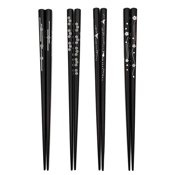 Durable and Elegant Ebony Chopsticks with Shell Inlay