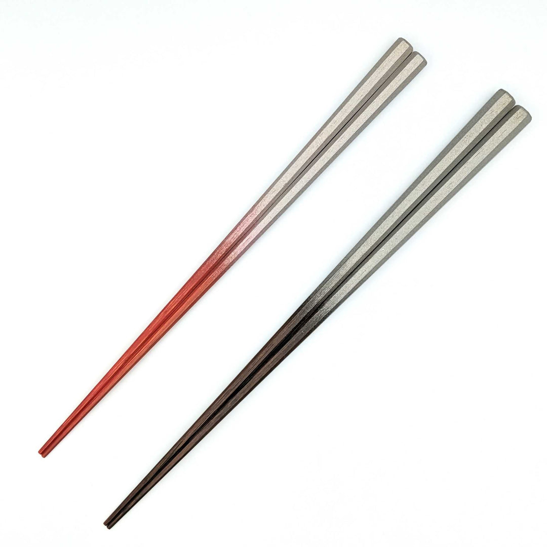 Kyoto Soot Bamboo Octagonal Gradient Pair Chopsticks Silver