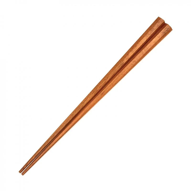 Kyoto-crafted octagonal cherry wood chopsticks, expertly made by Meiboku Kogei Yamasho, showcasing rare woods and fine craftsmanship.