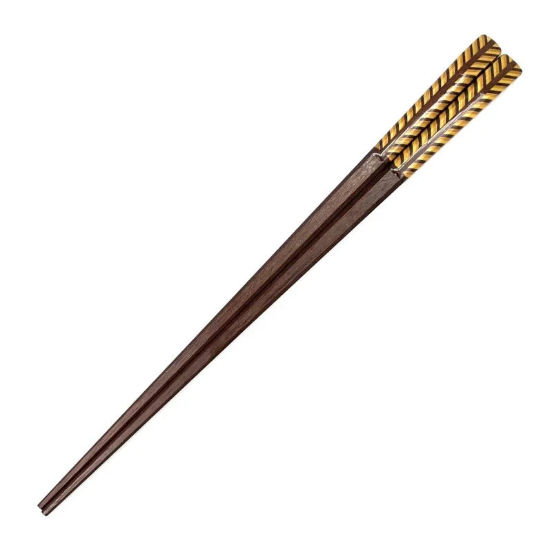 Set of Wakasa-Nuri Square Parquetry Diamond Pattern Chopsticks with intricate marquetry. Sturdy square handle for a comfortable grip and fine tips for delicate items.